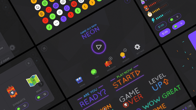 LayerLab Shop GUI Neon interface with vibrant neon-style design and digital controls, showcasing a modern, colorful digital interface.