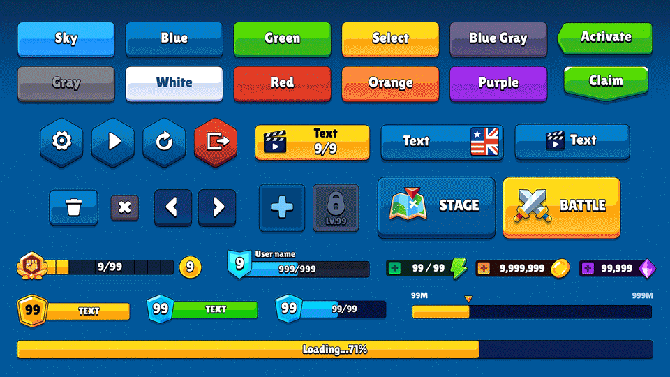 Casual Game GUI Kit – Colorful Mobile Game UI Pack | LAYERLAB – Layer Store