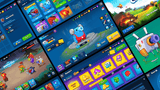 Colorful interface of the GUI Pro casual game kit showcasing gameplay elements and character customization options.