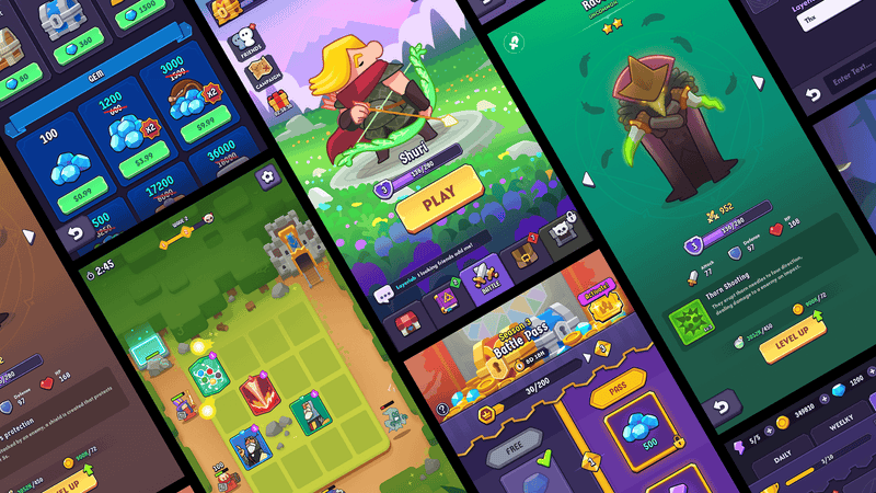 Fantasy hero interface design for GUI Pro by LAYERLAB Shop, featuring detailed character artwork in PSD format.