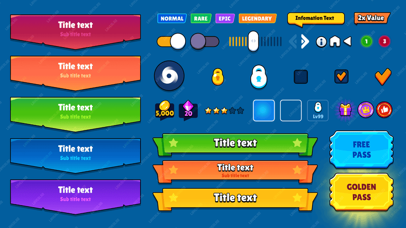 Game Title Banner and UI Elements PSD Template by LAYERLAB – logo frames and header designs