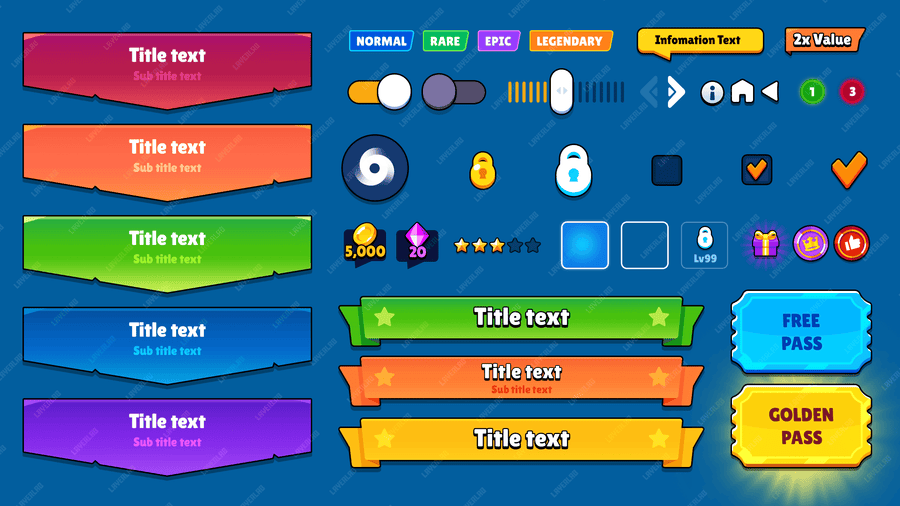 Game Title Banner and UI Elements PSD Template by LAYERLAB – logo frames and header designs
