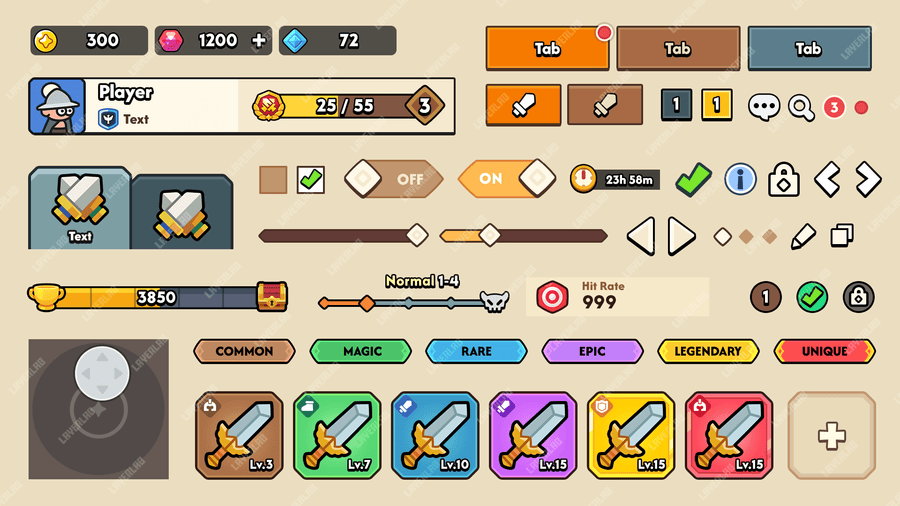 Minimal Game UI Elements PSD template by LAYERLAB – clean interface components for casual games