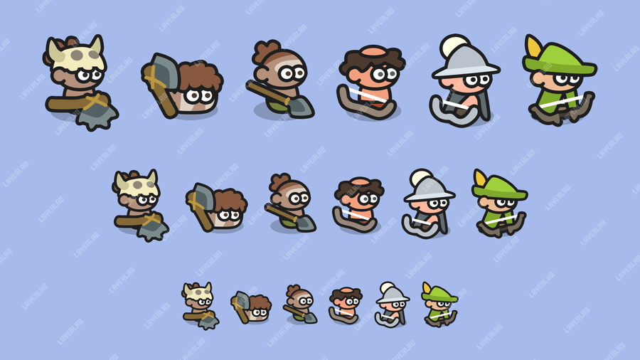 Minimal Game Characters PSD by LAYERLAB – editable character sprites for casual game projects