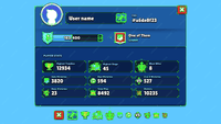 User profile UI components – stats display, avatar frame and rank elements for games