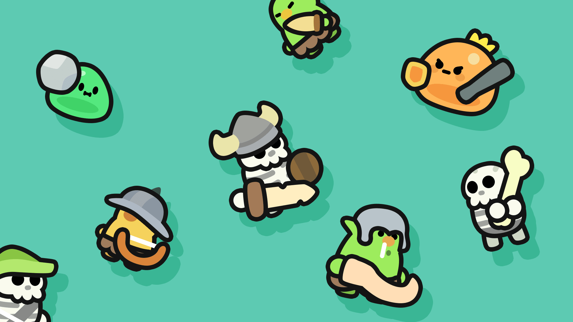 Free casual 2D monster character assets by LayerLab for game development, PSD and PNG included