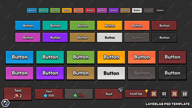 Multi-Color & Size Button Dark PSD