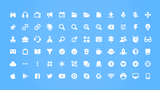 Screenshot of LAYERLAB Shop's 2D Picto Pack icons showing various colorful visual symbols on a digital screen.