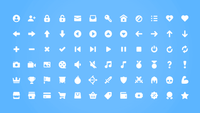 Screenshot of LAYERLAB Shop 2D Picto Pack icons featuring various colorful visual symbols and graphic icons on a digital screen.