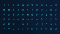 Collection of 2D icons from the Picto Pack by LAYERLAB Shop, featuring colorful, flat design icons on a white background.