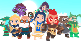 Screenshot of 3D Characters Pro Fantasy models by LAYERLAB Shop, showcasing detailed fantasy character designs in a digital scene.