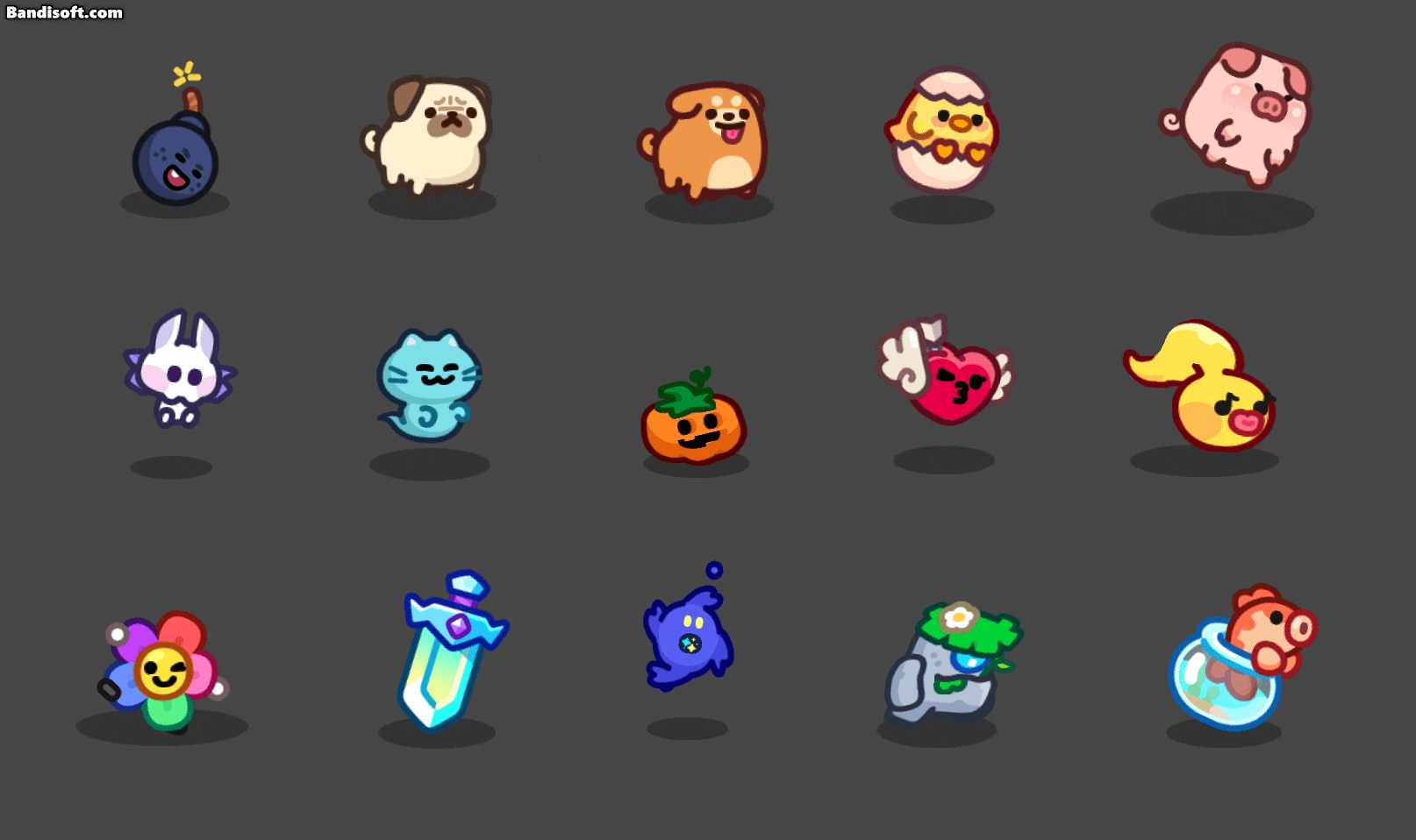 LayerLab 2D Character Pet Pack preview image showing various pet characters for game projects