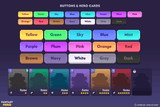 Fantasy hero GUI interface by LAYERLAB Shop, featuring colorful game character icons and fantasy-themed design elements.