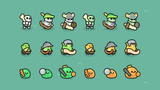Free casual 2D monster character assets by LayerLab for game development, PSD and PNG included