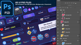 Fantasy hero interface design file for GUI Pro by LAYERLAB Shop, featuring detailed fantasy character artwork and interface elements.