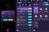 Fantasy Hero GUI Pro interface by LAYERLAB Shop featuring vibrant fantasy-themed UI elements and icons on a dark background.