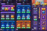 Fantasy hero interface design for GUI Pro by LAYERLAB Shop, featuring detailed fantasy character artwork in a vibrant UI layout.