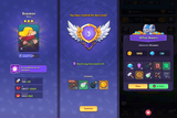 Fantasy hero interface design by LAYERLAB Shop featuring GUI Pro style with vibrant fantasy-themed elements and detailed UI components.