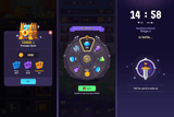 Fantasy hero interface design by LAYERLAB Shop for GUI Pro, featuring vibrant fantasy-themed UI elements and detailed artwork.