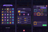 Fantasy hero interface design for GUI Pro by LAYERLAB Shop, featuring vibrant fantasy-themed UI elements and icons.